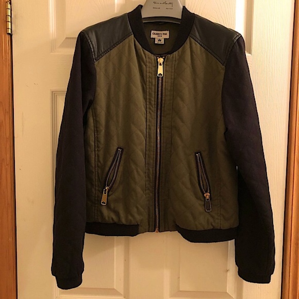 NWOT Celebrity Pink Black & Green Bomber Jacket